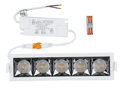 Faretto Led Da Incasso Rettangolare 5X4W Caldo 2700K UGR<19 Riflettore 38&de