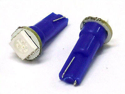 2 x Coppia Lampade Lampadine Led T5 12w 1 Smd BLUE BLU Luci Cruscotto 12V 0.3w