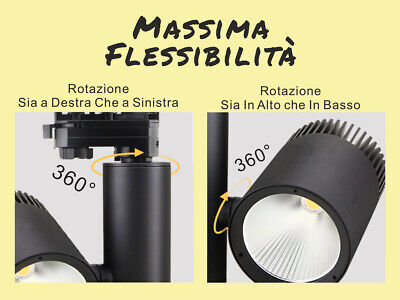 Faro Lampada Led A Binario 30W Trifase CCT CRI 90 Carcassa Nera 2700K 4000K