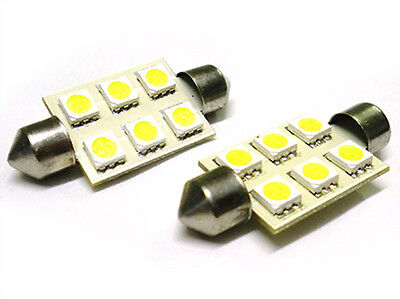 Coppia Lampada Lampadina Led 24V Siluro T11 C5W 41mm 6 Smd 5050 BIANCO CAMION
