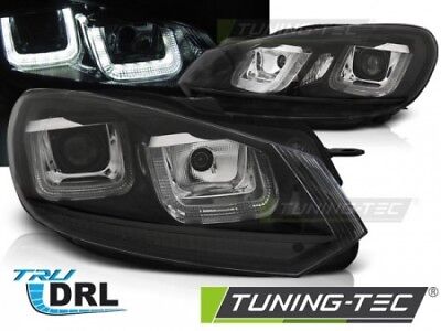 Coppia Fari Fanali Anteriori Tuning GOLF 6 08-12 U-TYPE Nero Nero LINE Alogeni