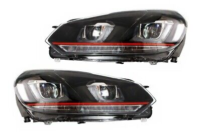 Coppia Fari Fanali Golf 6 VI 2008> 2013 (tipo Golf 7) 3D LED DRL Design a U LED