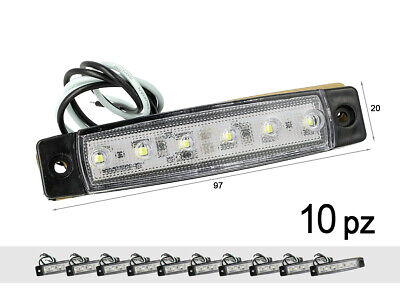 10 Pezzi Fanali Laterali Led 24V 12V Colore Bianco Freddo Per Luce Ingombro Cor