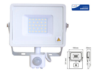 Faro Led Flood Light Slim 20W IP65 Neutro 4000K Carcassa Bianca con Sensore