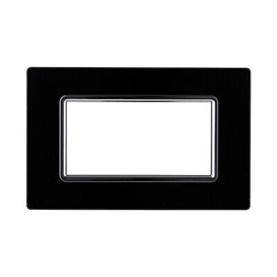 ETTROIT Placca In Vetro Serie Space 4P Colore Nero Compatibile Con Bticino