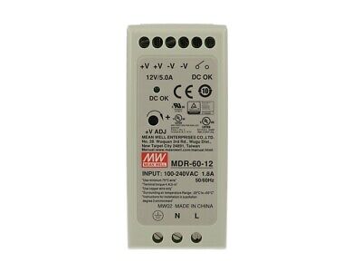 Alimentatore Rotaia Industriale MeanWell MDR-60-12 60W 12V 5A Barra Guida DIN