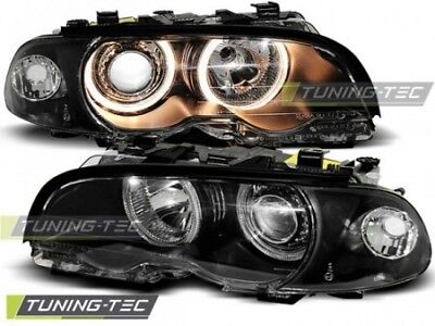Coppia Fari Fanali Tuning E46 04.1999-2003 COUPE CABRIO ANGEL EYES Nero H7+H7