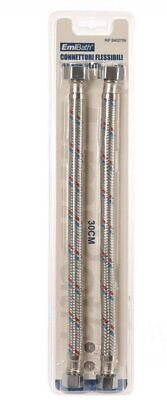 Coppia Tubi Flessibili Per Miscelatore Rubinetto Lungo 30cm Connettori F 1/2''