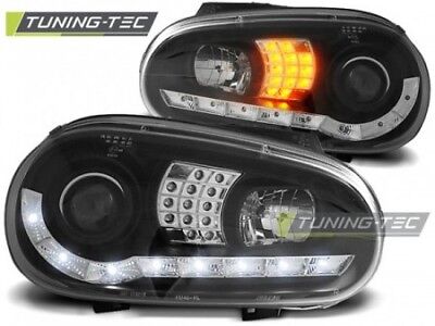 Coppia Fari Fanali Anteriori Tuning GOLF 4 09.97-09.03 DAYLIGHT Nero H1+H1