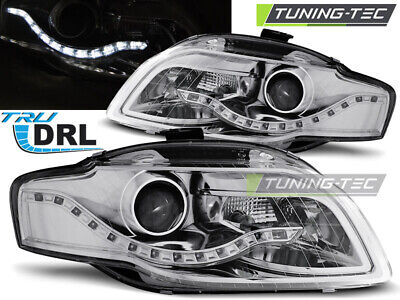 FARI ANTERIORI TRUE DRL CROMATI per A4 B7 11.04-03.08