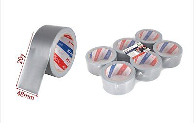 6 Pezzi Nastro Adesivo Telato 48mm X 20y Argento Americano <ul><li>Il nostro