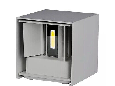 Applique Led Quadrata Da Parete 12W 4000K Carcassa Grigia IP54 Doppio
