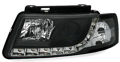 Coppia Fari Fanali Anteriori LED per Passat 3B Neri