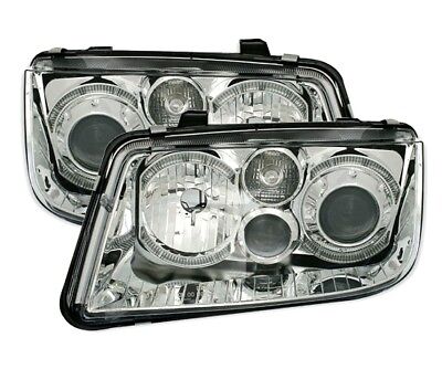 Coppia Fanali Angel Eyes Set Fari Tuning per Bora 1J 98-05 Cromati