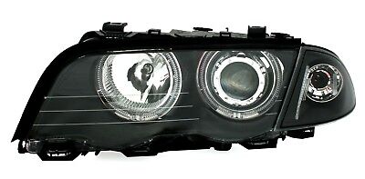 Coppia Fari Fanali anteriori tuning Angel Eyes E46 Neri berlina touring 98-01