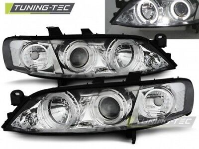 Coppia Fari Fanali Tuning Anteriori VECTRA B 99-03.02 ANGEL EYES Cromato