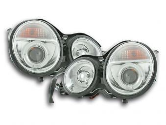 Coppia Fari Fanali Anteriori Tuning classe E W210 99-01 cromato