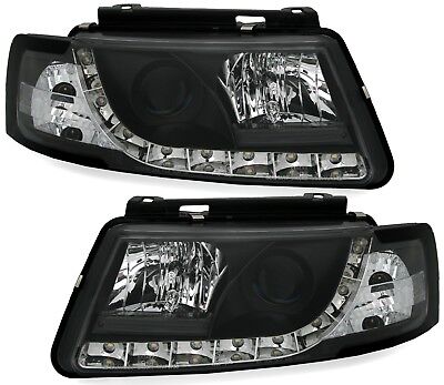 Coppia Fari Fanali Anteriori LED per Passat 3B Neri