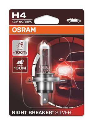 1 Lampada Lampadina Luce OSRAM NIGHT BREAKER [SILVER] H4 (P43t) 12V 60/55W +130M