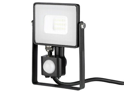 Faro Led Flood Light Slim 10W IP65 Neutro 4000K Carcassa Nera con Sensore PIR