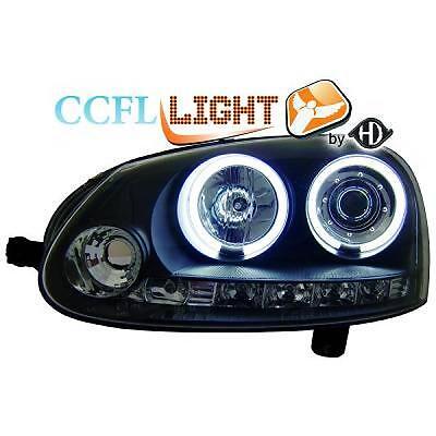 Coppia Set fari fanali anteriori TUNING GOLF V 03-08 neri angel eyes Neon CCFL