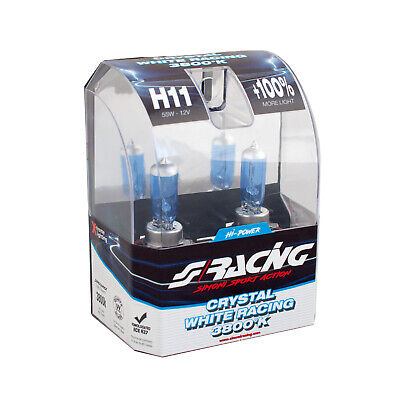 H11 Crystal White Racing alogena 2 pezzi 800 lm 3800°K 55W 12V