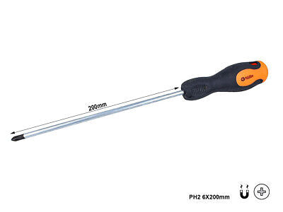 Cacciavite a Croce PH2 6X200mm Con Punta Magnetica <ul> <li> Lama In Cromo