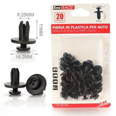 Kit da 20 Rivetti in Plastica con Fissaggio a Vite 15,2x11mm <ul> <li>Set