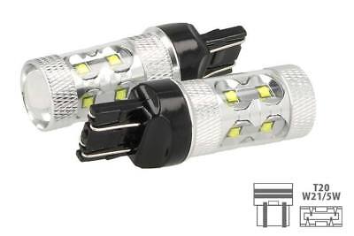 COPPIA Lampada Lampadina Luce LED T20 (W21W) 12V 10 Led Cree 50W 7443 BIANCO