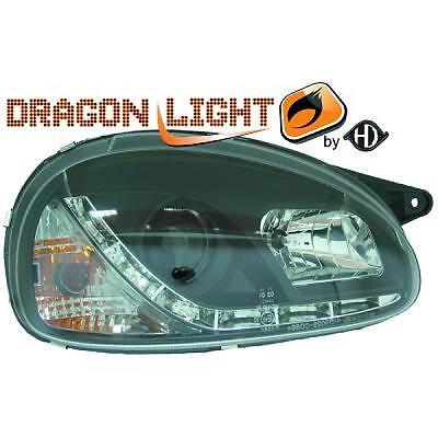 Coppia fari fanali anteriori TUNING CORSA B (1993-2000) NERI Dayline LED