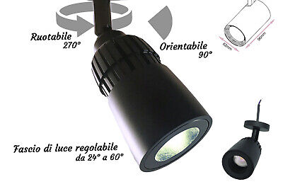 Faro Lampada Led Da Soffitto Parete Muro 10W Bianco Caldo 2700K Corpo Nero Ango