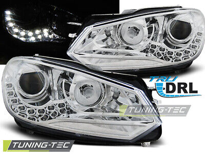 FARI ANTERIORI TRUE DRL CROMATI per GOLF 6 10.08-12