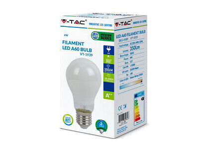 Lampada Led Con Filamento E27 A60 4W Freddo 6400K In Vetro Bianco 360 Gradi SKU