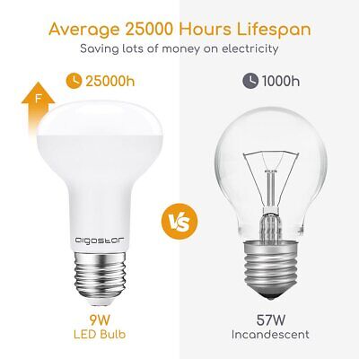 Lampadina LED E27 9W R63 Luce Bianca Calda 3000k 840 Lumens Angolo a Fascio
