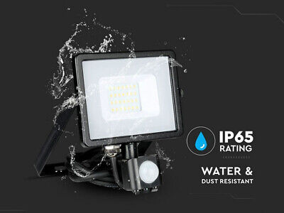 Faro Led Flood Light Slim 20W IP65 Neutro 4000K Carcassa Nera con Sensore PIR