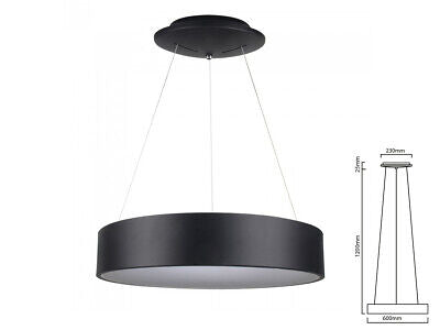 Lampada Led A Sospensione Moderno Circolare Colore Nero Diametro 600mm 30W
