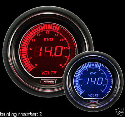 Manometro Strumento PROSPORT 52mm Voltmetro 8-18 VOLT Rosso/Blu DIGITALE