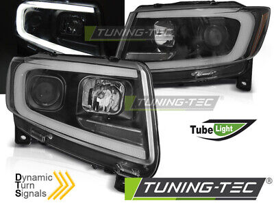 Coppia Fari Fanali Anteriori Tuning GRAND CHEROKEE 11-13 Tubelight Neri DINAMICI