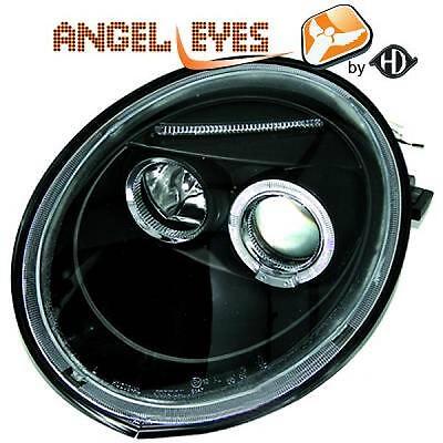 Coppia Fari Fanali Anteriori TUNING NEW BEETLE 98-05 neri ANELLI ANGEL EYES