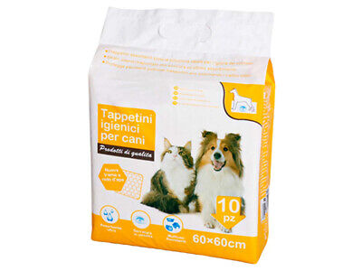 10 Tappetini Assorbenti Cane 60X60cm Con Adesivo Agli Angoli Pannolino Telini