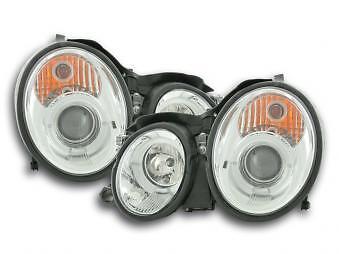 Coppia Fari Fanali Anteriori Tuning CLK W208 98-02 cromato