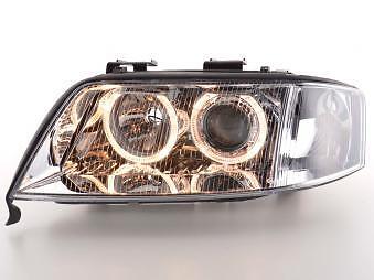Coppia Fari Fanali Anteriori Tuning Angel Eyes A6 4B 97-98 cromato