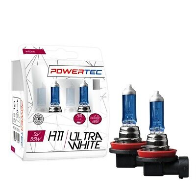 Coppia Lampade Lampadine Powertec UltraWhite H11 12V  +100% 5000k tuning