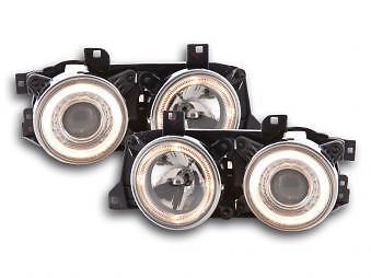 Coppia Fari Fanali Anteriori Tuning Angel Eyes serie 5 E34 88-94 cromato