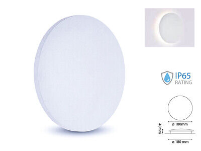 Applique Lampada LED da Muro Rotonda 9W 3000K Effetto Sole IP65 Carcassa Bianca