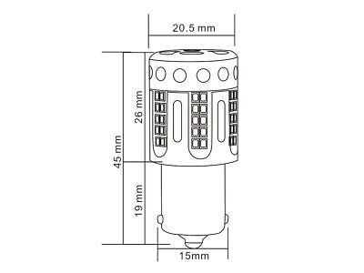 Lampada Led 1156 BAU15S PY21W 100% Canbus 12V 21W Effettiva Arancione Piedi Sto