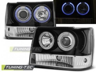 Coppia Fari Fanali anteriori Tuning angel eyes GRAND CHEROKEE 1993 -> 1998 Neri