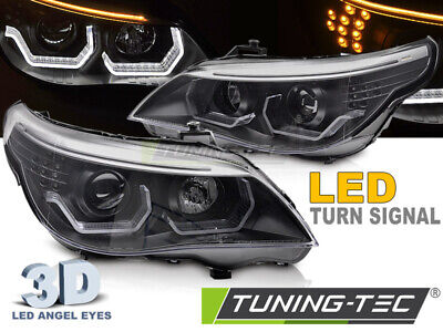 FARI ANTERIORI ANGEL EYES LED 3D NERO per BMW E60 E61 03-07