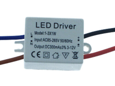 Led Driver CC 300mA 3V-12VDC 3x1W Trasformatore Alimentatore Corrente Costante