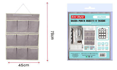 Borsa Portaoggetti da Parete Sacca Portatutto Appendere 9 Tasche 45X78cm